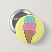Badge Rond 5 Cm Rétro bouton de crème glacée de fraise et de (Devant & derrière)
