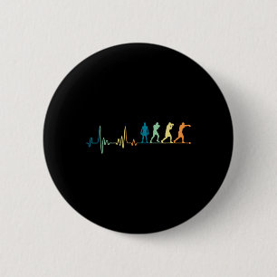 Badge Rond 5 Cm Retro Boxing Heartbeat - Boxer Lover Boxer Kickbo