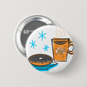 Badge Rond 5 Cm Rétro café et beignet (Devant & derrière)