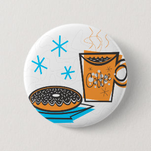 Badge Rond 5 Cm Rétro café et beignet