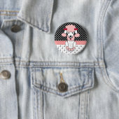 Badge Rond 5 Cm Rétro caniche girly fait sur commande de Paris de (En situation)