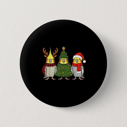 Badge Rond 5 Cm Retro Christmas Atiel Parrot Santa Reindeer (Devant)