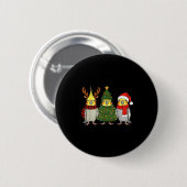 Badge Rond 5 Cm Retro Christmas Atiel Parrot Santa Reindeer (Devant & derrière)