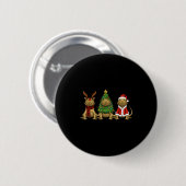 Badge Rond 5 Cm Retro Christmas Bearded Dragon Santa Reindeer  (Devant & derrière)