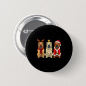 Badge Rond 5 Cm Retro Christmas Shar Pei Santa Reindeer Dog Lover (Devant & derrière)