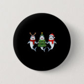 Badge Rond 5 Cm Retro Christmas Shark Santa Reindeer (Devant)