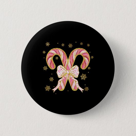 Badge Rond 5 Cm Retro Coquette Bow Sucre de canne Noël saison Wom (Devant)