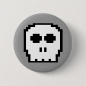 Badge Rond 5 Cm Rétro crâne à 8 bits (Devant)