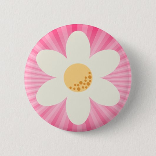 Badge Rond 5 Cm Retro Daisy et rose Sunburst Boho (Devant)