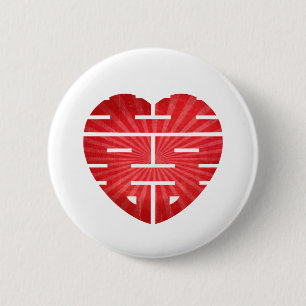 Badge Rond 5 Cm Rétro double coeur heureux