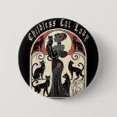 Badge Rond 5 Cm Retro Drôle Design Enfant Chat Dames Chat Karma (Devant)