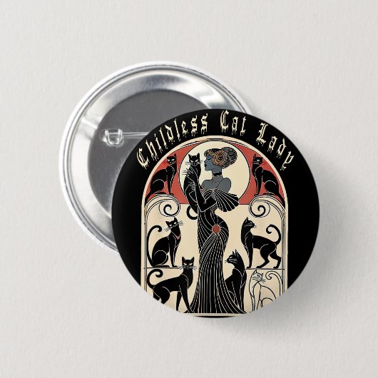 Badge Rond 5 Cm Retro Drôle Design Enfant Chat Dames Chat Karma (Devant & derrière)