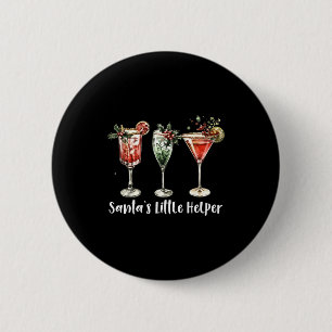 Badge Rond 5 Cm Rétro Drôle Santa's Little Helper Martini Joyeux N