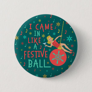 Badge Rond 5 Cm Rétro femme de Noël drôle sur la boule de fête