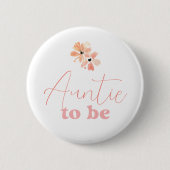 Badge Rond 5 Cm Retro Floral Girl Baby Shower Auntie To Be (Devant)