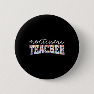 Badge Rond 5 Cm Retro Floral Montessori Teacher Instructor Educato