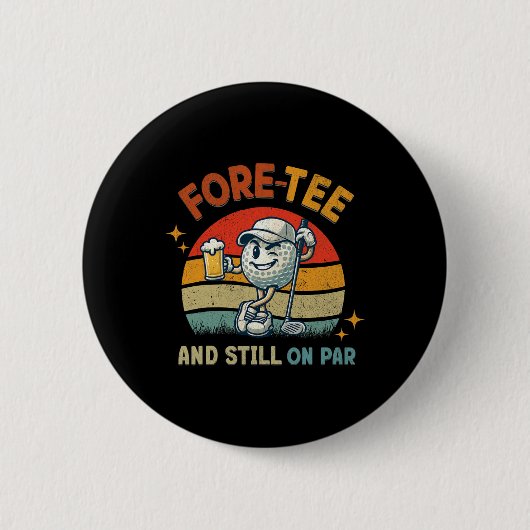 Badge Rond 5 Cm Retro Fore Tee Golf Birthday Party 40th Birthday G (Devant)