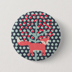 Badge Rond 5 Cm Retro Fox