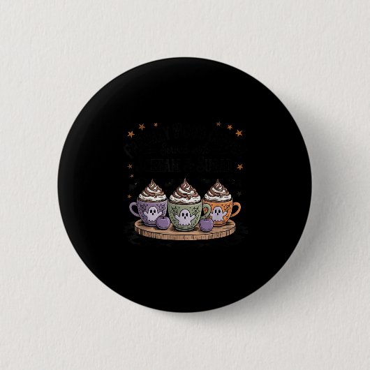 Badge Rond 5 Cm Retro Freshly Boo'd Coffee Lovers Boujee Ghost Hal (Devant)