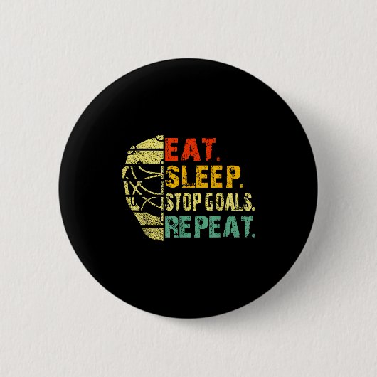 Badge Rond 5 Cm Retro Funny Eat Sleep Stop Goals Repeat Ice Hockey (Devant)