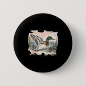 Badge Rond 5 Cm Retro Funny Mallard Duck Waterfowl Hunting Cozy Se (Devant)