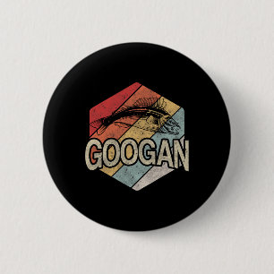 Badge Rond 5 Cm Retro Googan Poisson Pêche Coucher de soleil Vinta