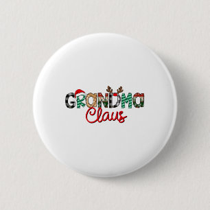 Badge Rond 5 Cm Retro Grand-mère Claus Reindeer Christmas Matching