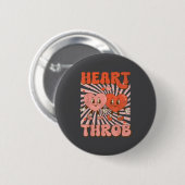 Badge Rond 5 Cm Retro Groovy Heart Throb Valentines Day Toddlers B (Devant & derrière)
