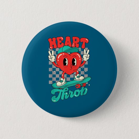 Badge Rond 5 Cm Retro Groovy Heart Throb Valentines Day Toddlers B (Devant)