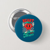 Badge Rond 5 Cm Retro Groovy Heart Throb Valentines Day Toddlers B (Devant & derrière)