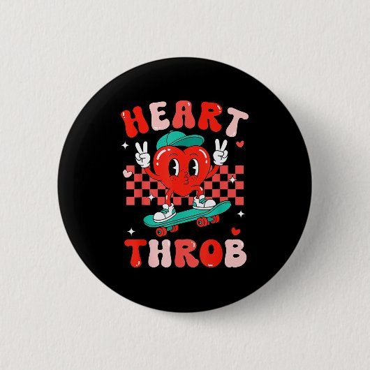 Badge Rond 5 Cm Retro Groovy Heart Throb Valentines Day Toddlers B (Devant)