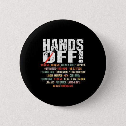 Badge Rond 5 Cm Retro Hands Off Protest Public Lands Medicare Patr (Devant)