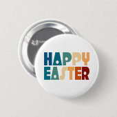 Badge Rond 5 Cm Retro Happy Pâques Typographie | Bouton d'épingle (Devant & derrière)