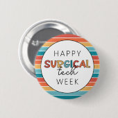 Badge Rond 5 Cm Retro Happy Surgy Tech Week (Devant & derrière)