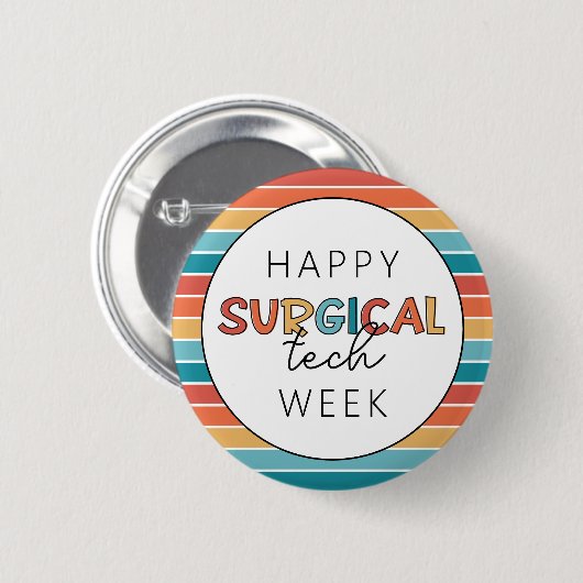 Badge Rond 5 Cm Retro Happy Surgy Tech Week (Devant & derrière)