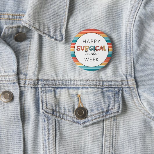 Badge Rond 5 Cm Retro Happy Surgy Tech Week (En situation)