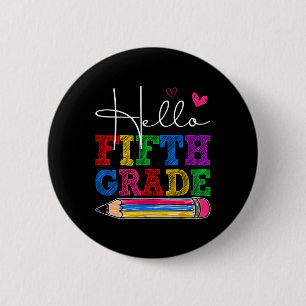Badge Rond 5 Cm Retro Hello 5e année premier jour d'école garçons