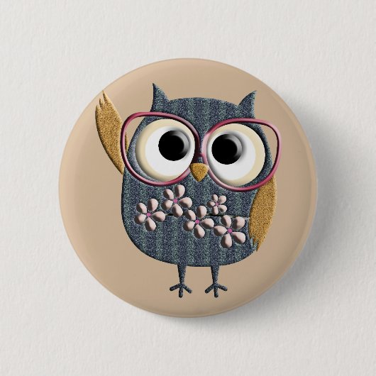 Badge Rond 5 Cm Rétro hibou vintage (Devant)