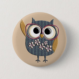Badge Rond 5 Cm Rétro hibou vintage