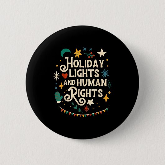Badge Rond 5 Cm Retro Holiday Lights And Human Rights Suprters Chr (Devant)