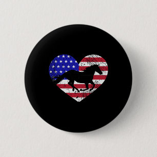 Badge Rond 5 Cm Retro Horse American Flag Heart 4 juillet Usa Pa