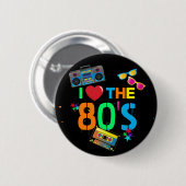 Badge Rond 5 Cm Retro I Love The 80's| 8 (Devant & derrière)