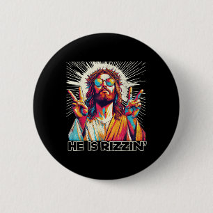 Badge Rond 5 Cm Rétro Il Rizzin Drôle Jésus A Rizzen Pâques C