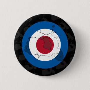 Badge Rond 5 Cm Rétro insigne de silhouette de scooter