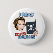 Badge Rond 5 Cm Retro je lis des livres interdits (Devant)