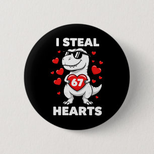 Badge Rond 5 Cm Rétro Je vole 67 cœurs 67 Saint-Valentin Dinosaure