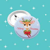 Badge Rond 5 Cm Retro Joyeux Noël Adorable Rinder