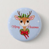 Badge Rond 5 Cm Retro Joyeux Noël Adorable Rinder (Devant)