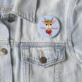Badge Rond 5 Cm Retro Joyeux Noël Adorable Rinder (En situation)