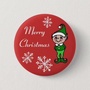 Badge Rond 5 Cm Retro Joyeux Noël Fête Elfe Bouton Bouton